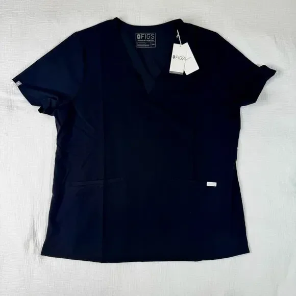 Figs Casma Three Pocket Scrub Top Black NWT Women’s XXL 2XL Plus V-Neck Medical - Picture 5 of 11